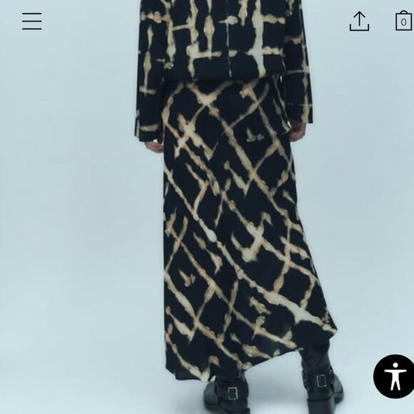 ZARA PRINTED FLOWING SKIRT XS BLACK/CREAM NWT - Picture 7 of 8